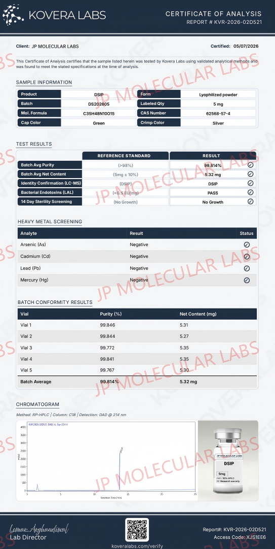DSIP Peptide β Sleep Regulation & Neurophysiology Research Compound β JP MOLECULAR LABS